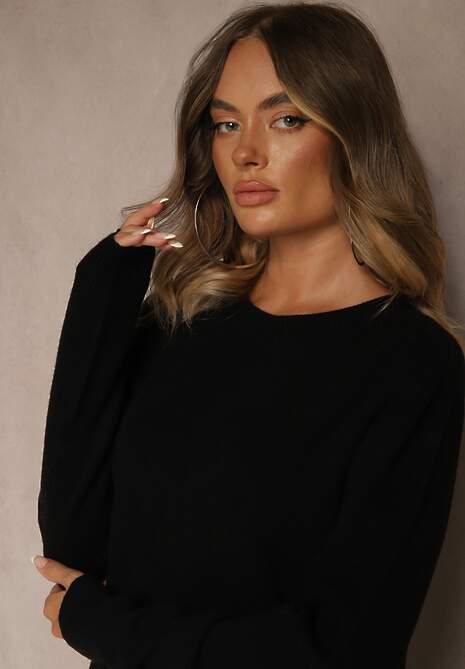 Czarny Casualowy Sweter z Wełną i Wiskozą Lussare 5