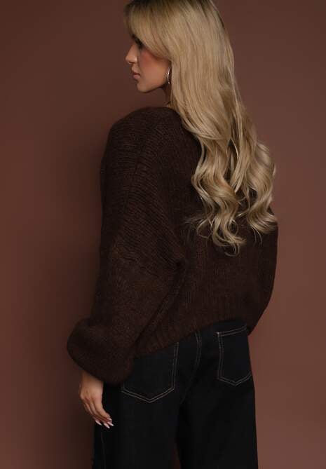 Brązowy Niezapinany Kardigan z Wełną i Wiskozą z Dołączonym Topem Belvane 4