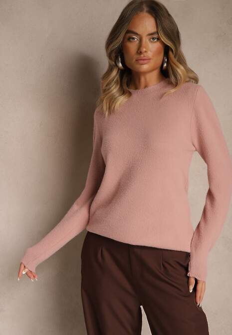Różowy Sweter z Wełną ze Ściągaczami Furrive 4