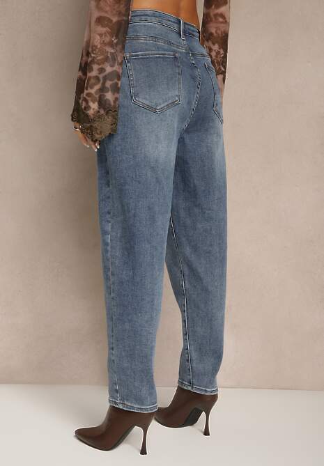 Niebieskie Casualowe Jeansy Mom Fit High Waist Nellanea 4