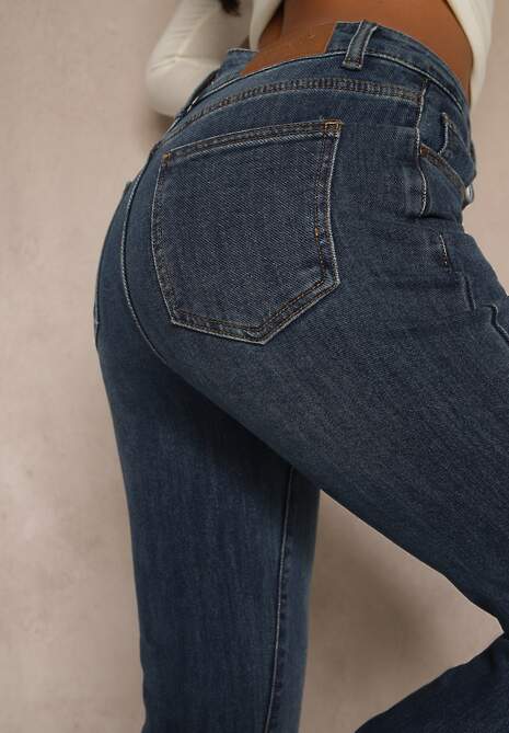 Niebieskie Jeansy z Domieszką Wiskozy o Kroju Flare High Waist Alendria 5