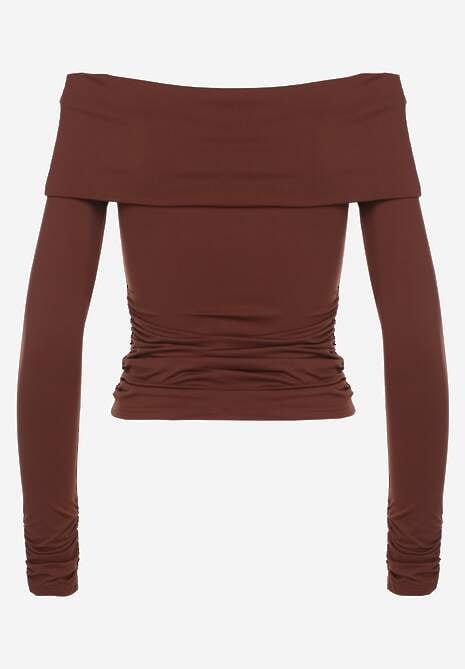 Brązowa Marszczona Bluzka Hiszpanka Vices z Wywiniętym Dekoltem Termola 7