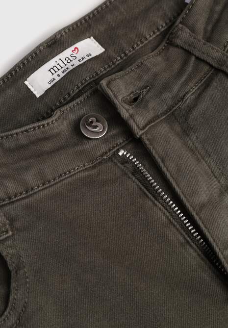 Ciemnozielone Szerokie Jeansy z Bawełny Violore 6