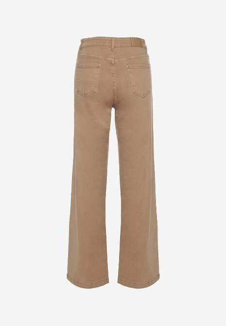 Beżowe Bawełniane Jeansy Regular Waist z Szerokimi Nogawkami Nindria 7