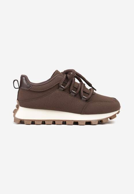 Brązowe Sneakersy na Platformie Ozdobionej Tłoczeniem Zerla 4