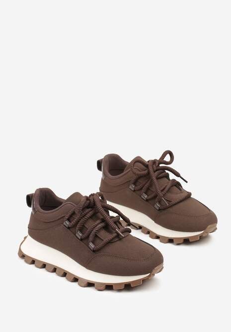 Brązowe Sneakersy na Platformie Ozdobionej Tłoczeniem Zerla 5