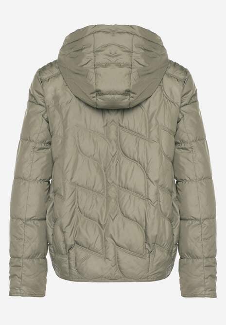 Jasnozielona Kurtka Przejściowa z Kapturem w Oryginalne Pikowane Przeszycia Arivitta 7