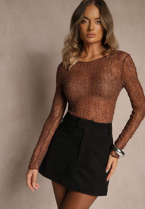 Czarna Spódnica VICES Mini Stylizowana na Zamszową Tivite