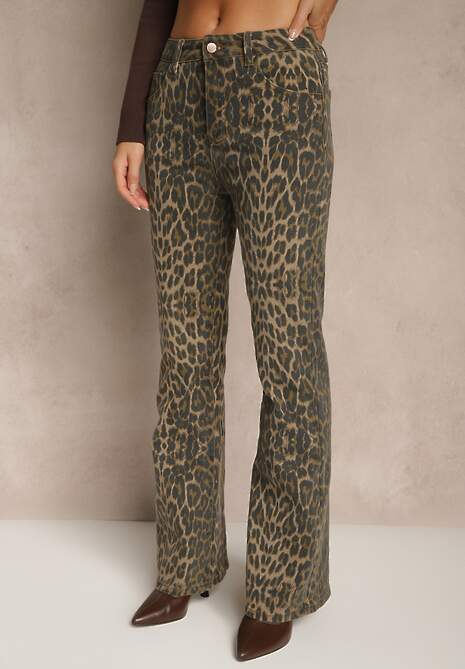 Panterkowe Jeansy Dzwony High Waist z Bawełny Enerre 4