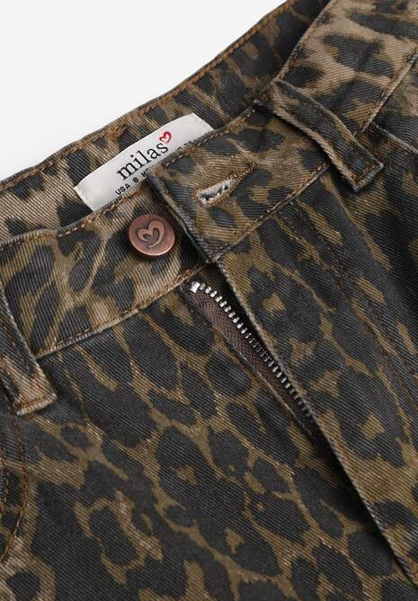 Panterkowe Jeansy Dzwony High Waist z Bawełny Enerre 6