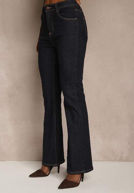 Granatowe Jeansy Flare High Waist Salinnava 4