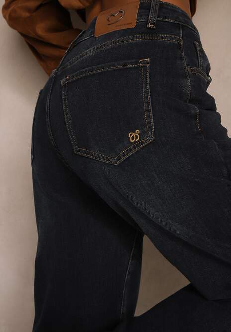 Granatowe Jeansy High Waist Wide Leg z Domieszką Wiskozy Zenisia 5
