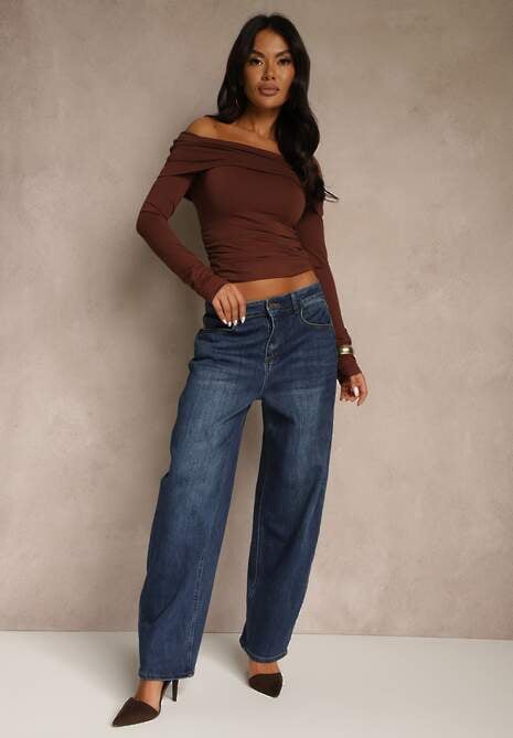 Niebieskie Jeansy High Waist Barrel Fit Salisette