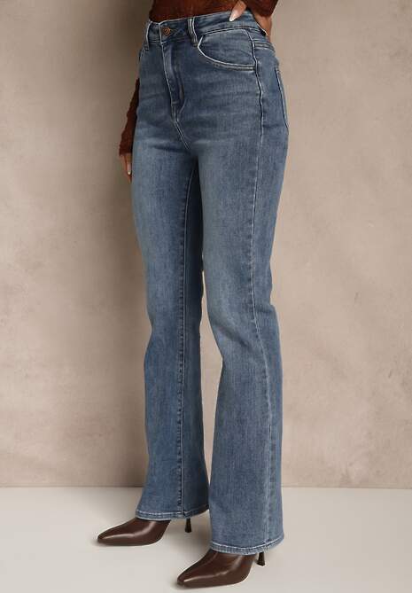Niebieskie Jeansy Dzwony High Waist Lavea 4