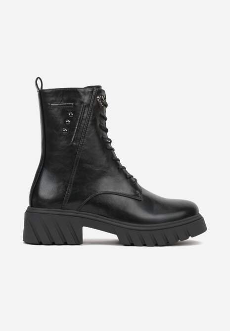 Czarne Rockowe Botki Workery Zdobione Nitami Eratila 4