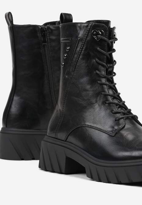 Czarne Rockowe Botki Workery Zdobione Nitami Eratila 7