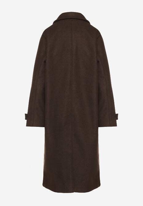 Brązowy Płaszcz Jednorzędowy z Wiskozą i Wełną Typu Trencz Maitila 7