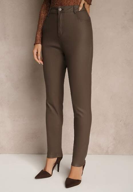 Brązowe Spodnie Skinny Zangi 4
