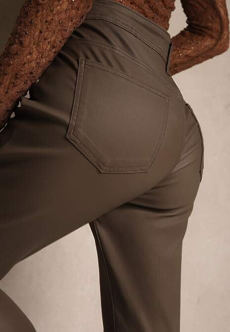 Brązowe Spodnie Skinny Zangi 5