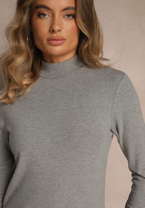 Szara Casualowa Bluzka z Golfem Longsleeve Ralaia 5
