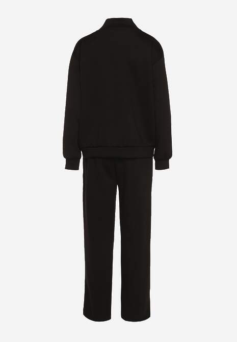 Czarny Komplet Dresowy z Bawełny Zasuwana Bluza i Spodnie Teviora 7