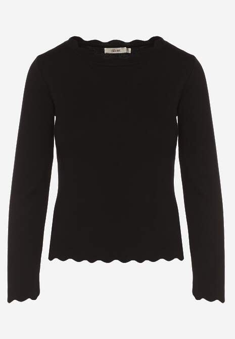 Czarny Sweter z Wiskozą i Ozdobną Falbanką Mevidella 6