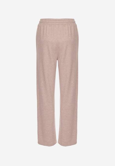 Beżowe Spodnie High Waist z Gumką i Troczkami w Pasie Rallena 7