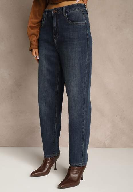 Niebieskie Jeansy Mom Fit High Waist z Wiskozą Erralia 4