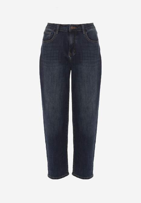 Granatowe Jeansy Mom Fit High Waist z Wiskozą Erralia 6