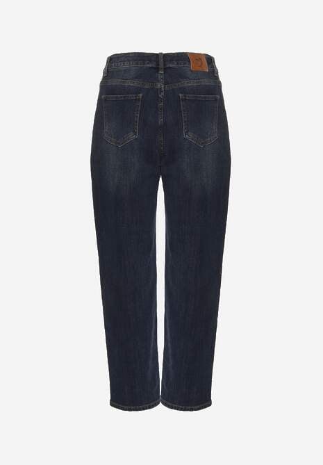 Granatowe Jeansy Mom Fit High Waist z Wiskozą Erralia 7