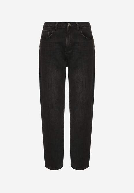 Czarne Jeansy Mom Fit High Waist z Dodatkiem Wiskozy Aclonea 6