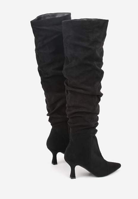Czarne Kozaki w Stylu Slouchy na Szpilce Wiolisse 7