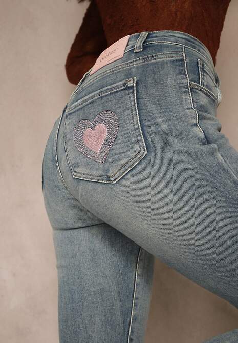 Niebieskie Jeansy Skinny Regular Waist z Bawełną Tevirsa 5