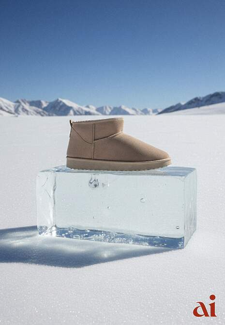 Ciemnobeżowe Śniegowce z Niską Cholewką Retira