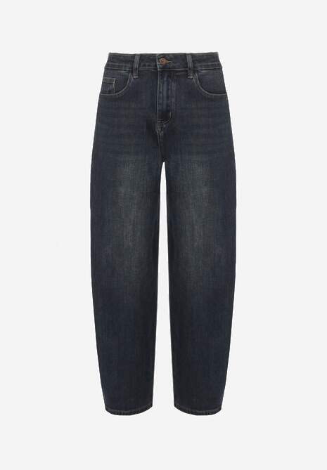 Granatowe Jeansy Barrel Fit High Waist Delandria 6