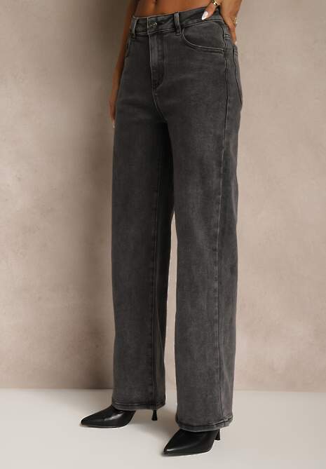 Szare Jeansy Wide Leg High Waist Mevandria 4