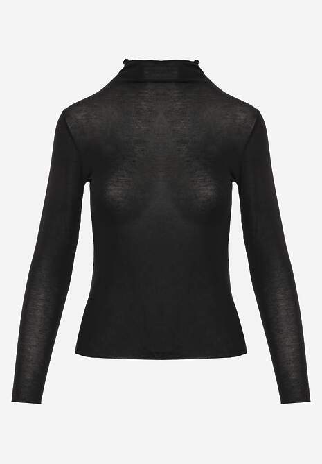 Czarna Wiskozowa Bluzka Longsleeve Golf z Kaszmirem Vidara 6