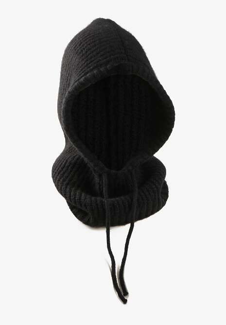 Czarna Czapka Balaclava z Wełną i Ściągaczami Linobra