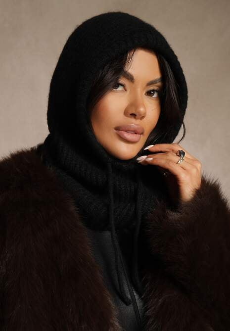 Czarna Czapka Balaclava z Wełną i Ściągaczami Linobra