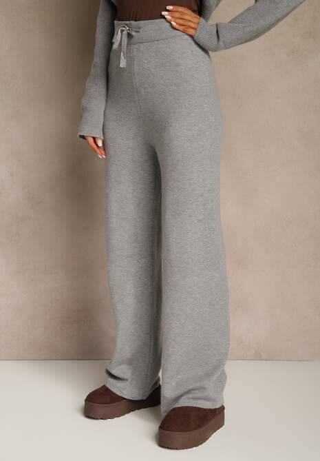 Ciemnoszary Komplet z Wełną i Bawełną Rozpinana Bluza z Kapturem i Szerokie Spodnie Reisema 5