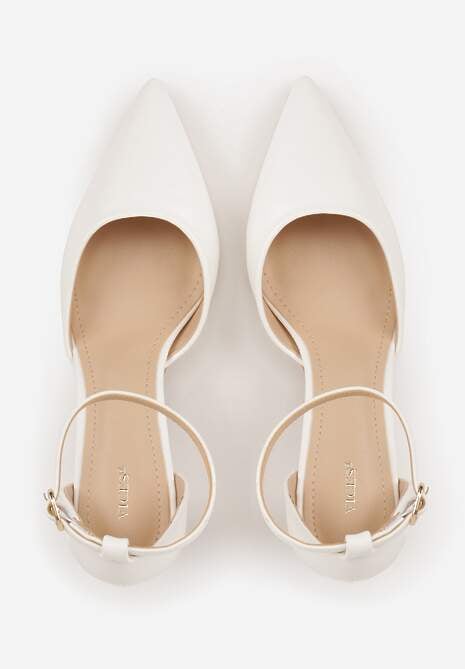 Białe Czółenka Vices na Klepsydrze z Noskiem w Szpic i Klamerką Nusithia 6