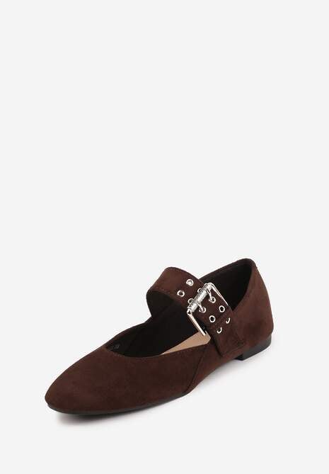Ciemnobrązowe Balerinki Vices w Krowie Łaty w Stylu Mary Jane ze Skórzaną Wkładką Rilaneia 5