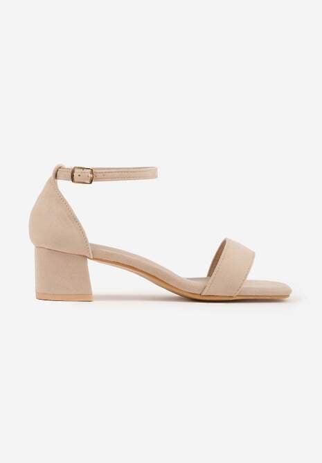Ciemnobeżowe Eleganckie Sandały VICES na Klockowym Obcasie z Paskiem Wokół Kostki Undimora 4