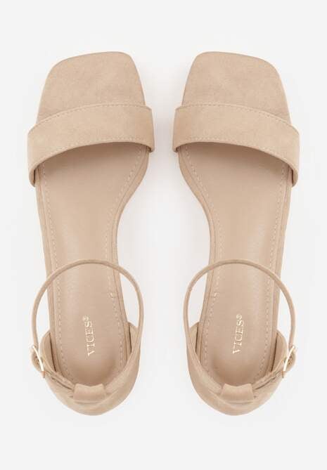 Ciemnobeżowe Eleganckie Sandały VICES na Klockowym Obcasie z Paskiem Wokół Kostki Undimora 6