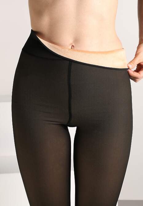 Czarne Rajstopy z Ociepleniem Linegra