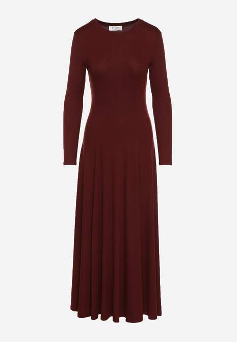 Bordowa Rozkloszowana Sukienka z Bawełny Tusmala 6