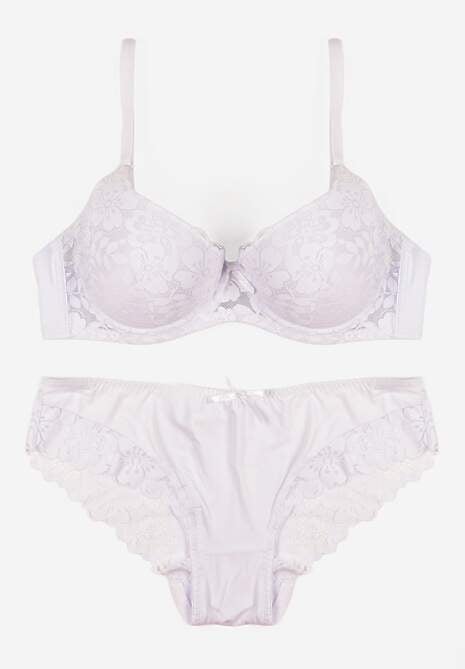 Biały Koronkowy Komplet Majtki Figi i Biustonosz Eziselle