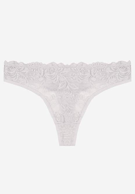 Jasnoszare Bawełniane Majtki Stringi z Koronką Ilwedana