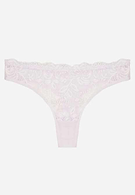 Białe Bawełniane Majtki Stringi z Koronką Ilwedana