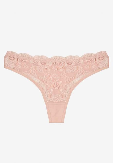 Różowe Bawełniane Majtki Stringi z Koronką Ilwedana